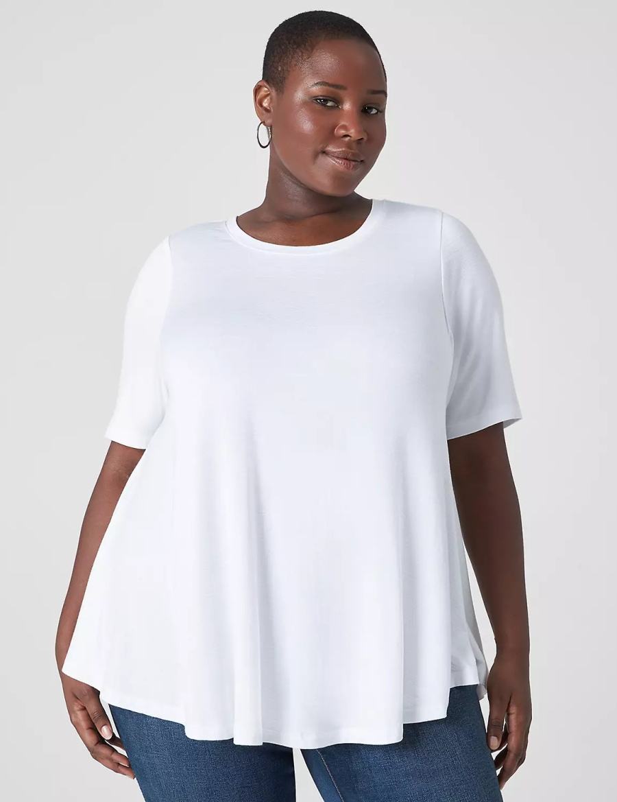 Dámské Tričko Lane Bryant Perfect Sleeve Crew-Neck Extreme Swing Tunic Bílé | SCD3386AD