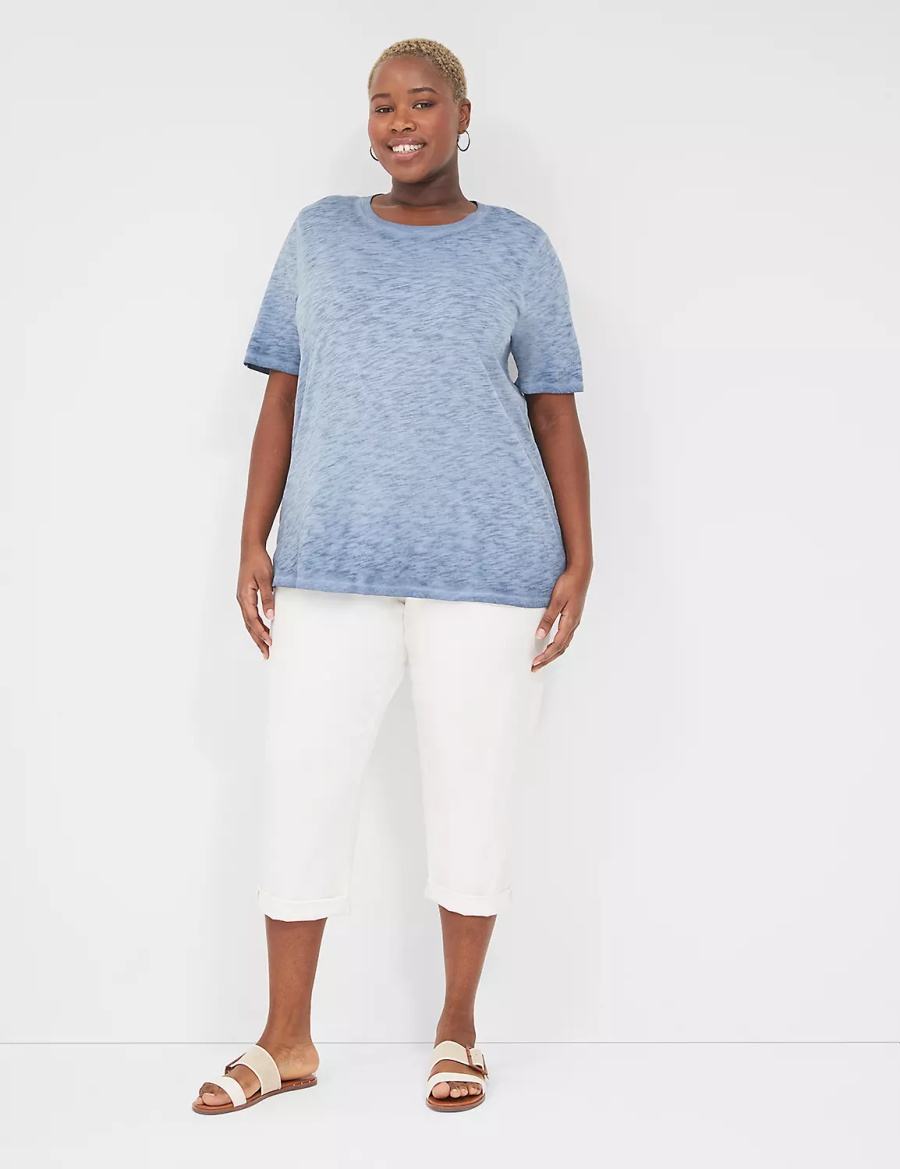 Dámské Tričko Lane Bryant Perfect Sleeve Crew-Neck Wash Tee Blankyt | BAX1854JO