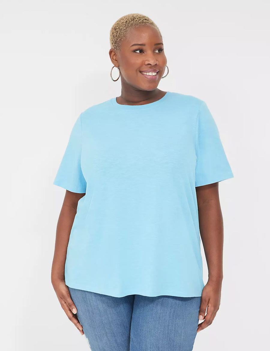 Dámské Tričko Lane Bryant Perfect Sleeve Crew-Neck Tee Blankyt | PDT3425YV