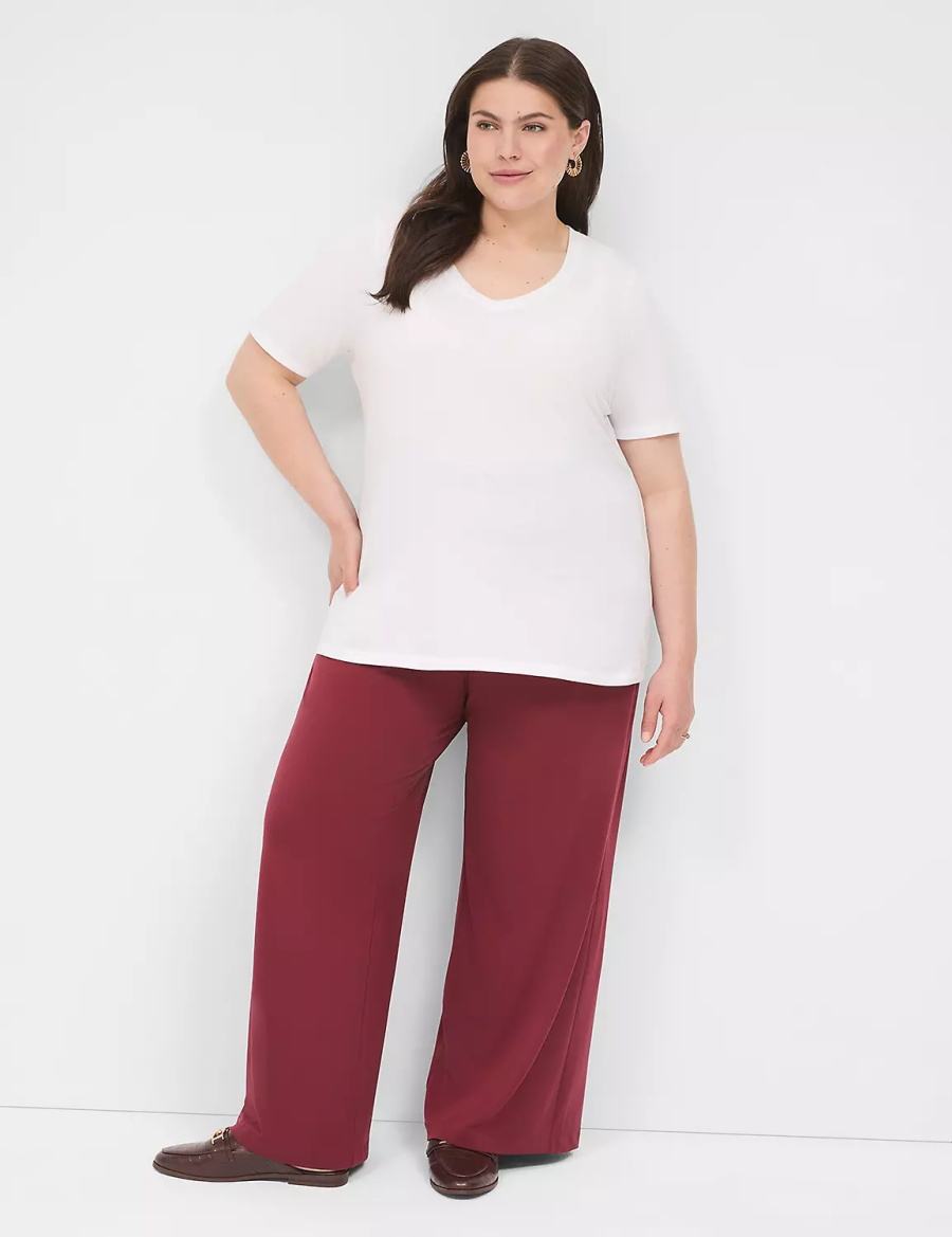 Dámské Tričko Lane Bryant Perfect Sleeve V-Neck Tee Bílé | CFA5134SY