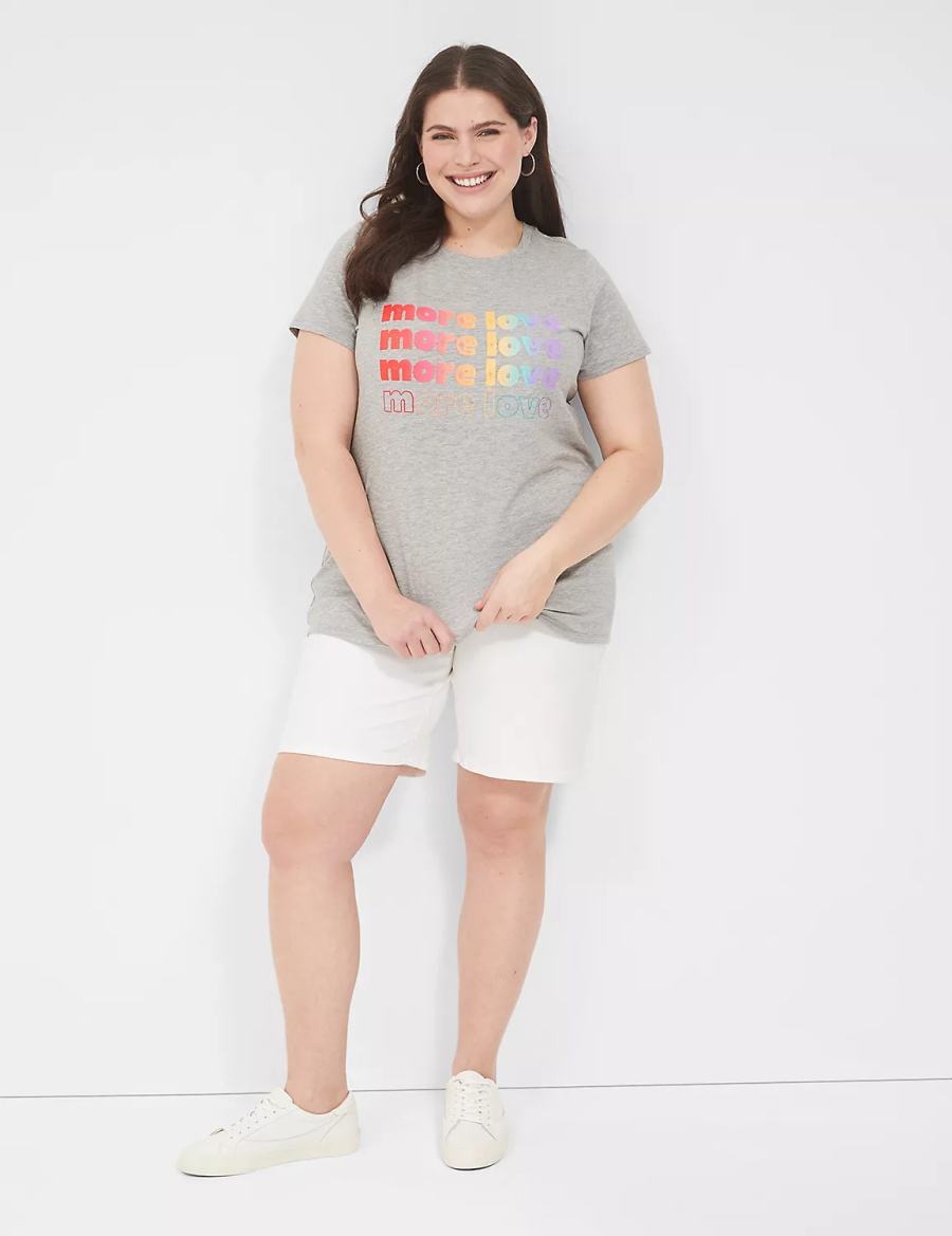 Dámské Tričko Lane Bryant Pride Embroidered More Love Graphic Tee Světle Šedé | KWU4412FH