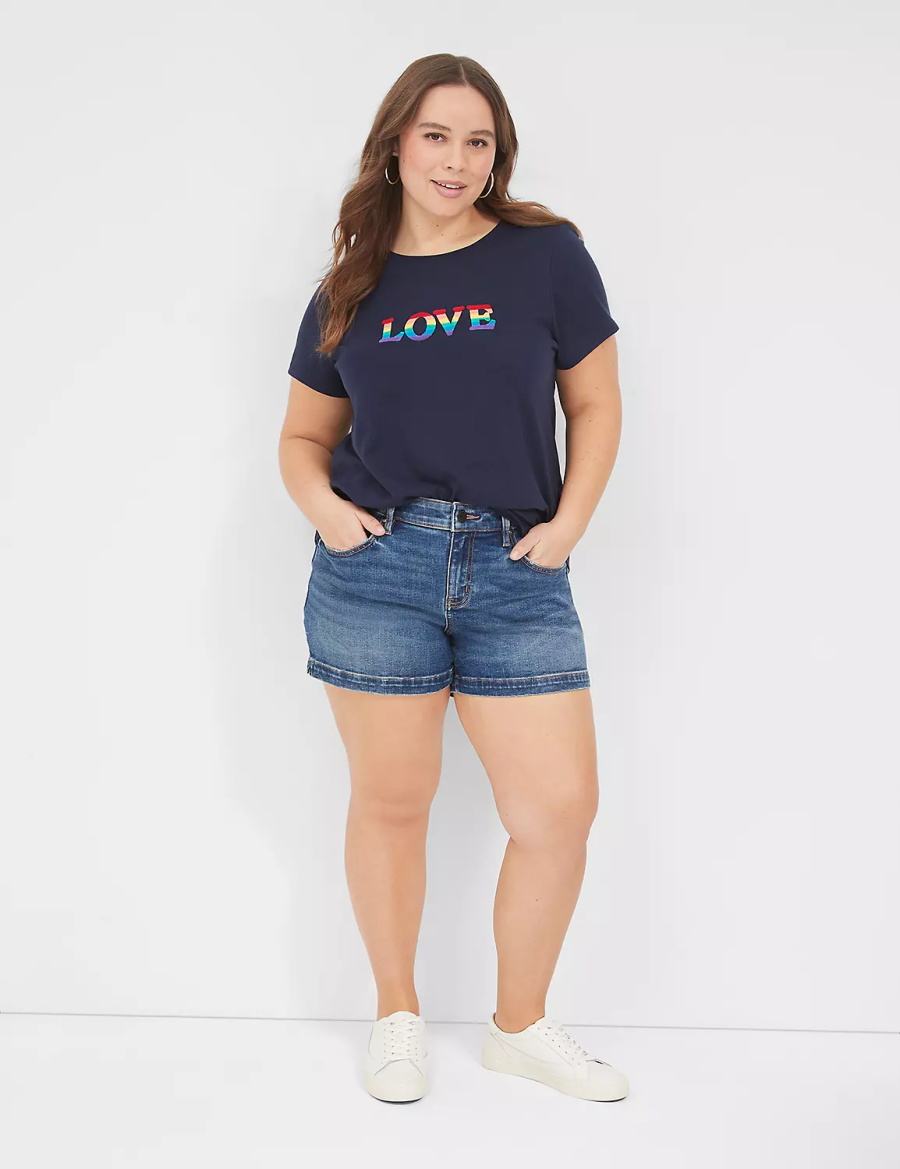 Dámské Tričko Lane Bryant Pride Embroidered Rainbow Love Graphic Tee Blankyt | ZUF3572EY