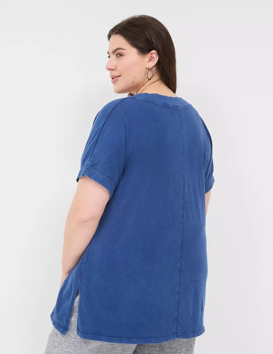 Dámské Tričko Lane Bryant Relaxed Easy V-Neck Tunic Tmavě Blankyt | XPE7345YQ