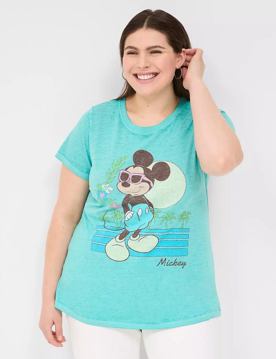 Dámské Tričko Lane Bryant Rhinestone Mickey Graphic Tee Zelene | WUS7284RM