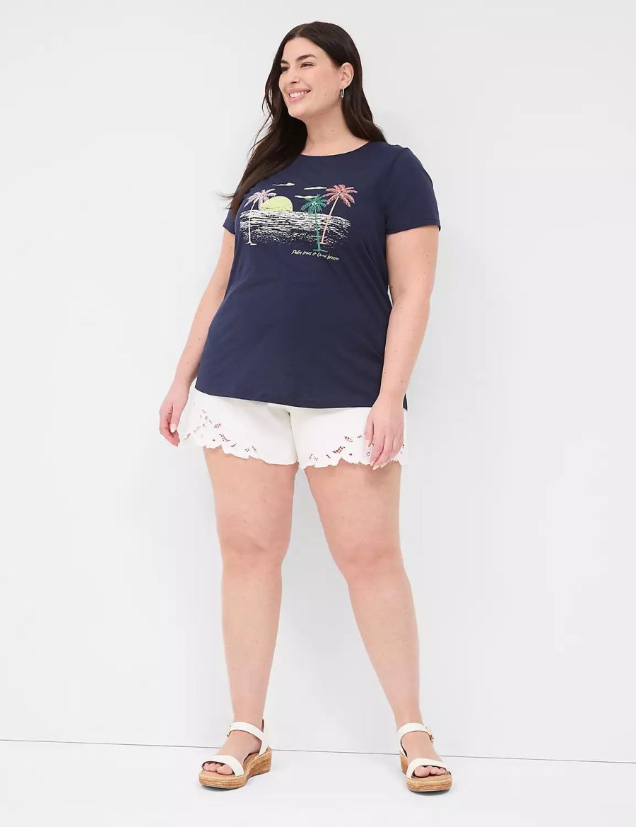 Dámské Tričko Lane Bryant Rhinestone Palm Trees & Ocean Breeze Graphic Tee Blankyt | ZWM9189WK