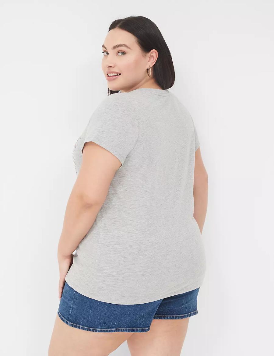 Dámské Tričko Lane Bryant Sequin USA Graphic Tee Světle Šedé | OAB185ZU