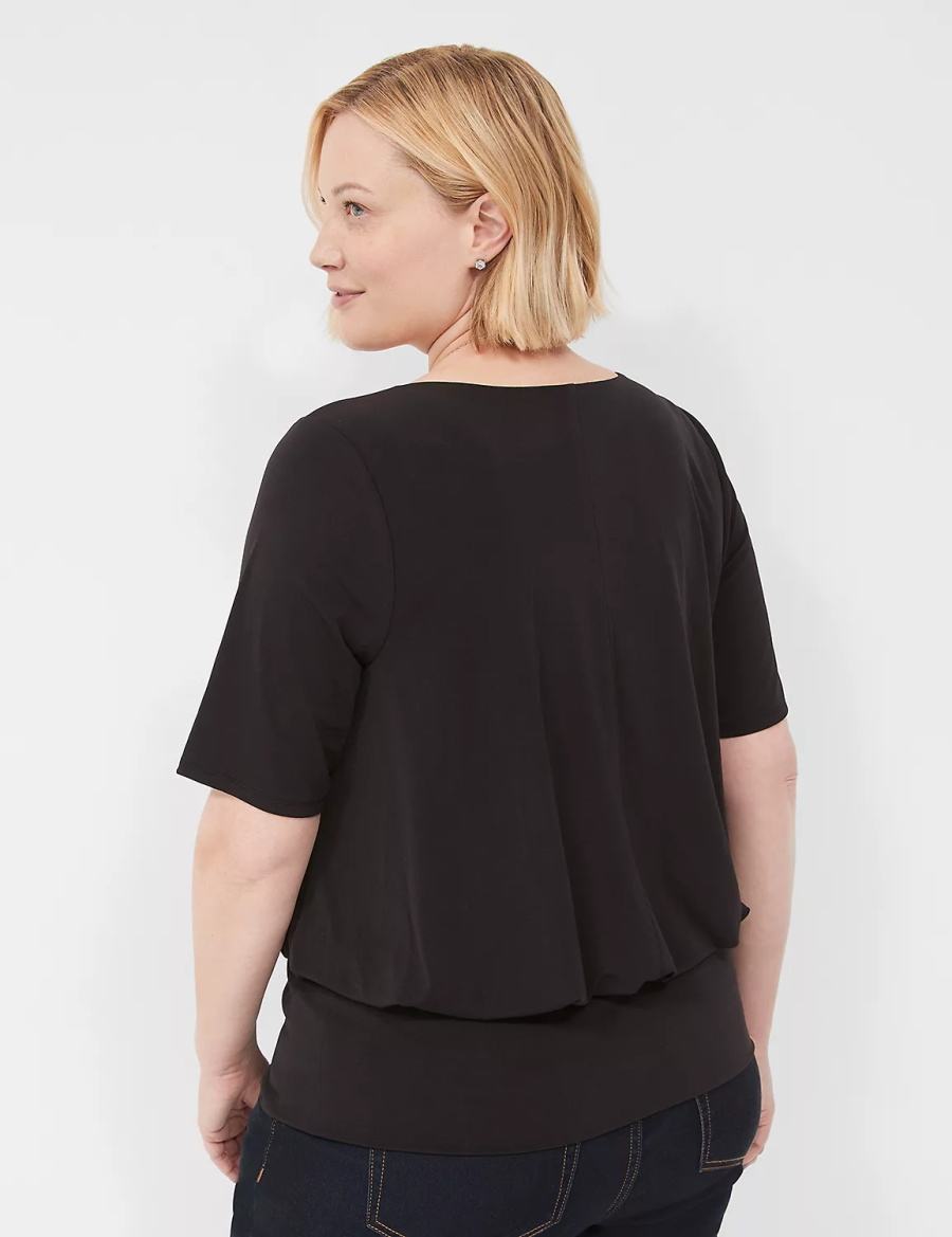 Dámské Tričko Lane Bryant Short-Sleeve Banded-Bottom Top Černé | JEQ2756UO