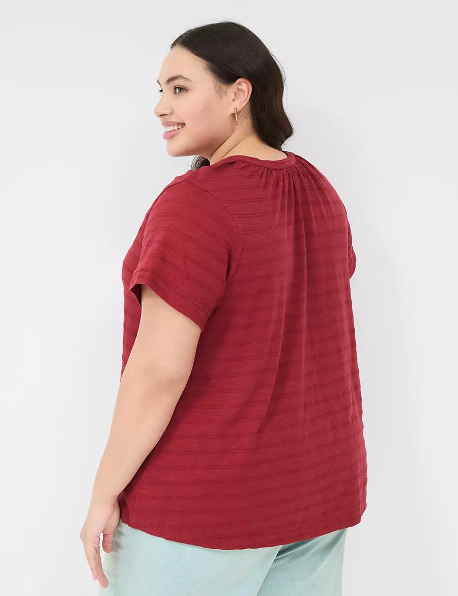 Dámské Tričko Lane Bryant Short-Sleeve Button-Down Top Tmavě Červené | UMB152UK