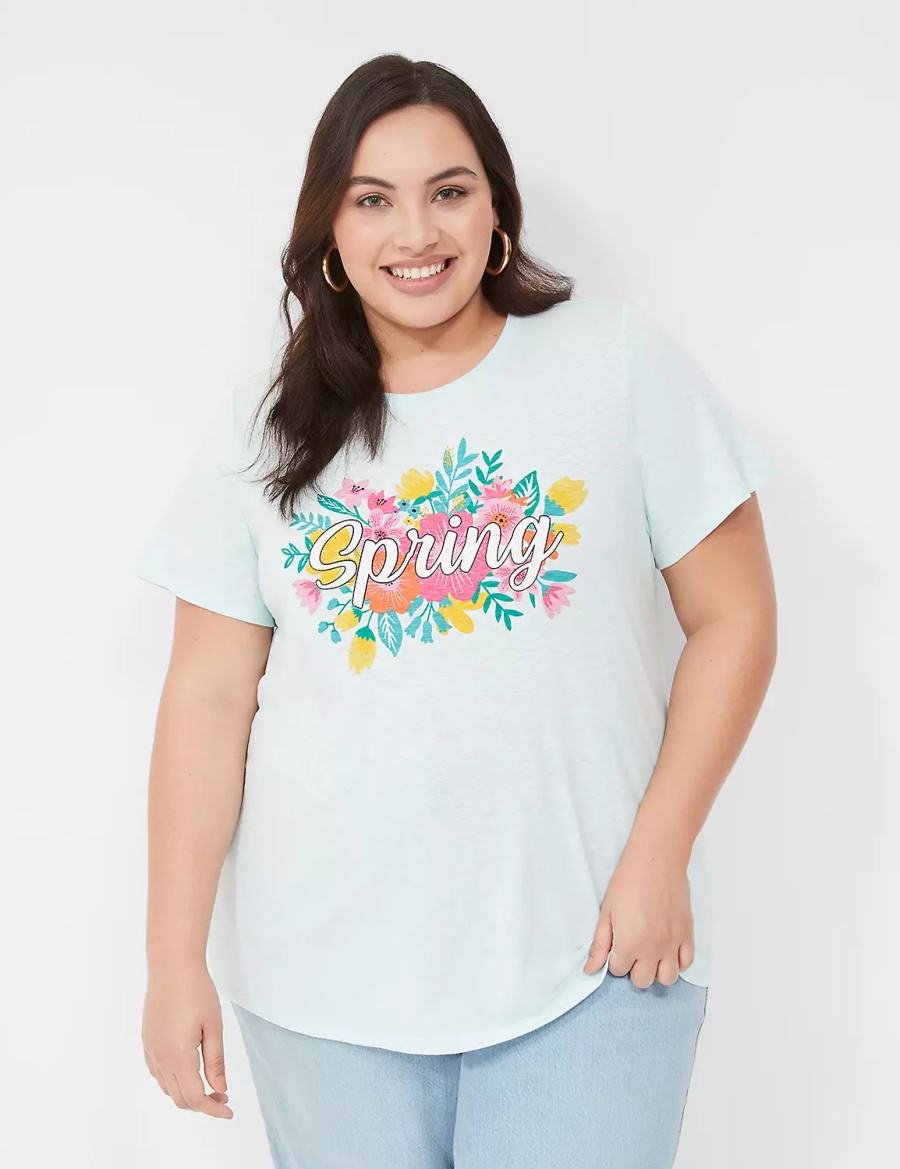 Dámské Tričko Lane Bryant Spring Graphic Tee Blankyt | VEZ6336VD