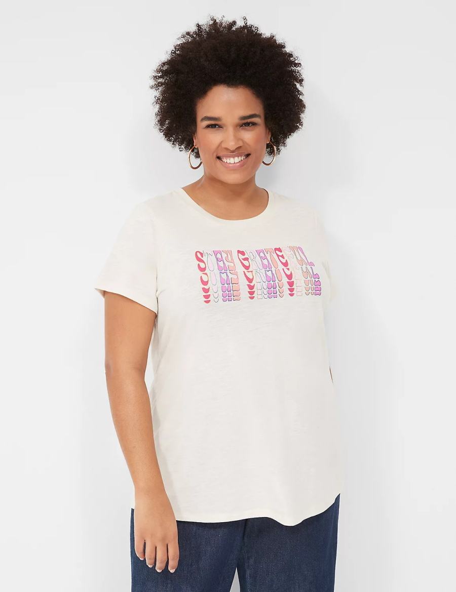 Dámské Tričko Lane Bryant Stay Grateful Graphic Tee Bílé | SRX6290HW