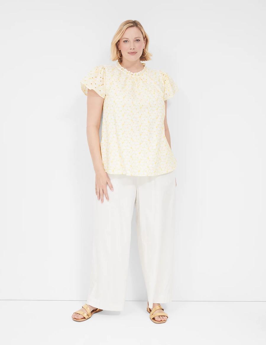 Dámské Tričko Lane Bryant Subtle Swing Cap-Sleeve Eyelet & Knit Top Žluté | XSB1239FO