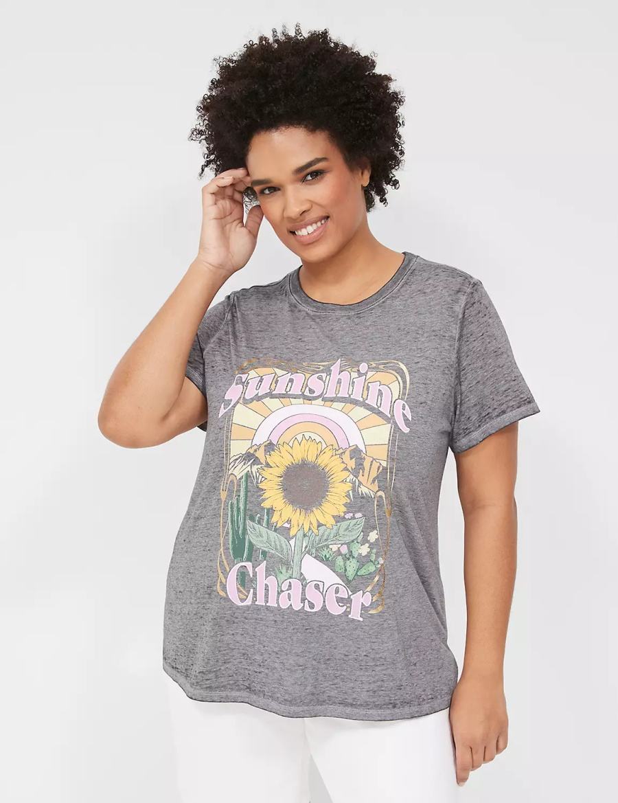 Dámské Tričko Lane Bryant Sunshine Chaser Graphic Tee Šedé | LOA7444RV