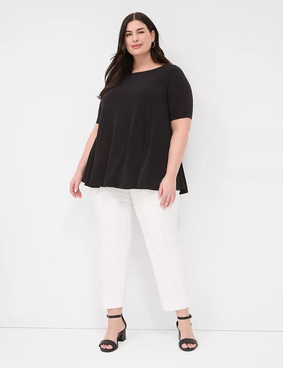 Dámské Tričko Lane Bryant Swing Boatneck Top Černé | LRB8727VA