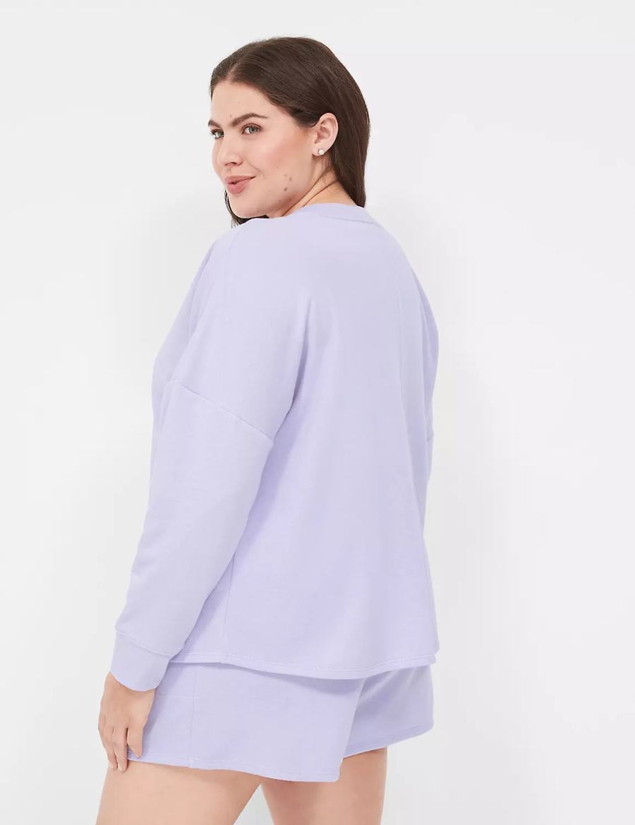 Dámské Tričko Lane Bryant Terry Fleece V-Neck Top Fialové | BVU6858YA