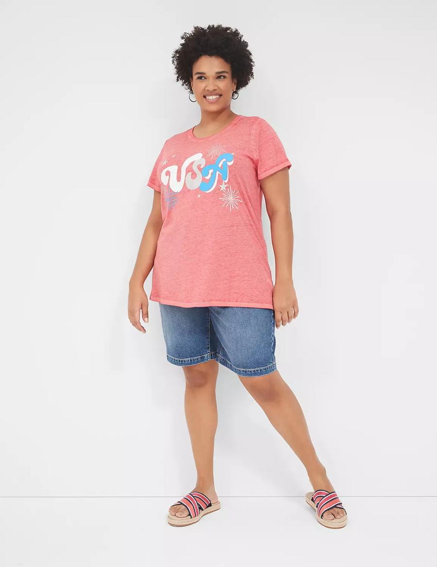 Dámské Tričko Lane Bryant USA Graphic Tee Červené | AEG8634VN