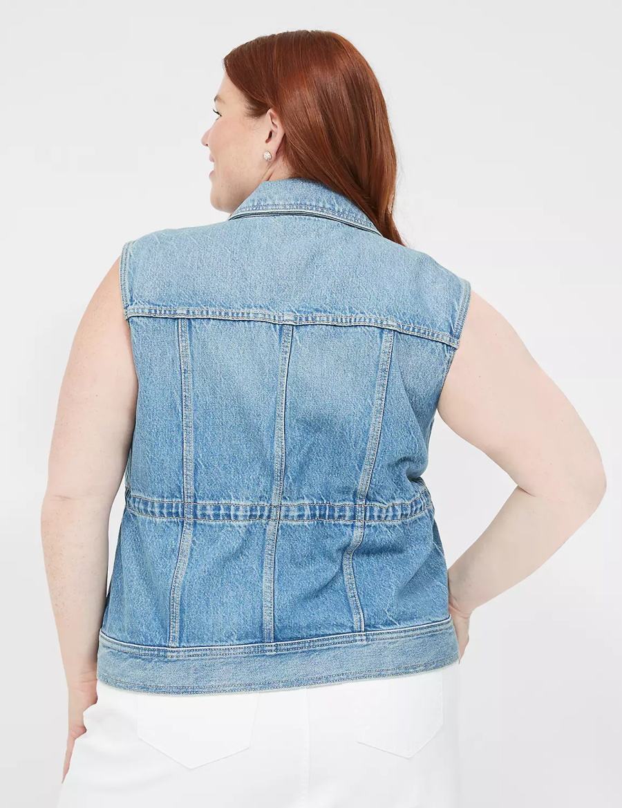 Dámské Vesta Lane Bryant Denim Blankyt | HCU18100NQ