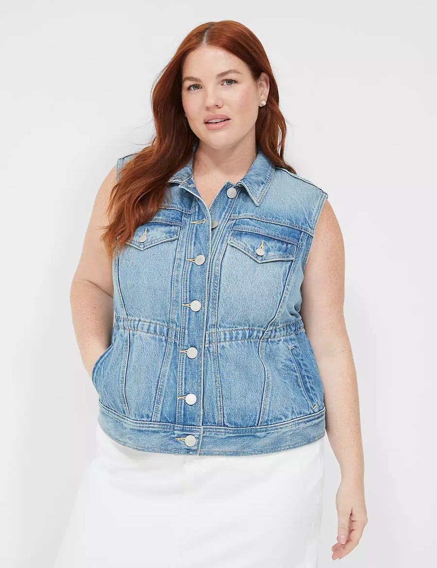 Dámské Vesta Lane Bryant Denim Blankyt | HCU18100NQ