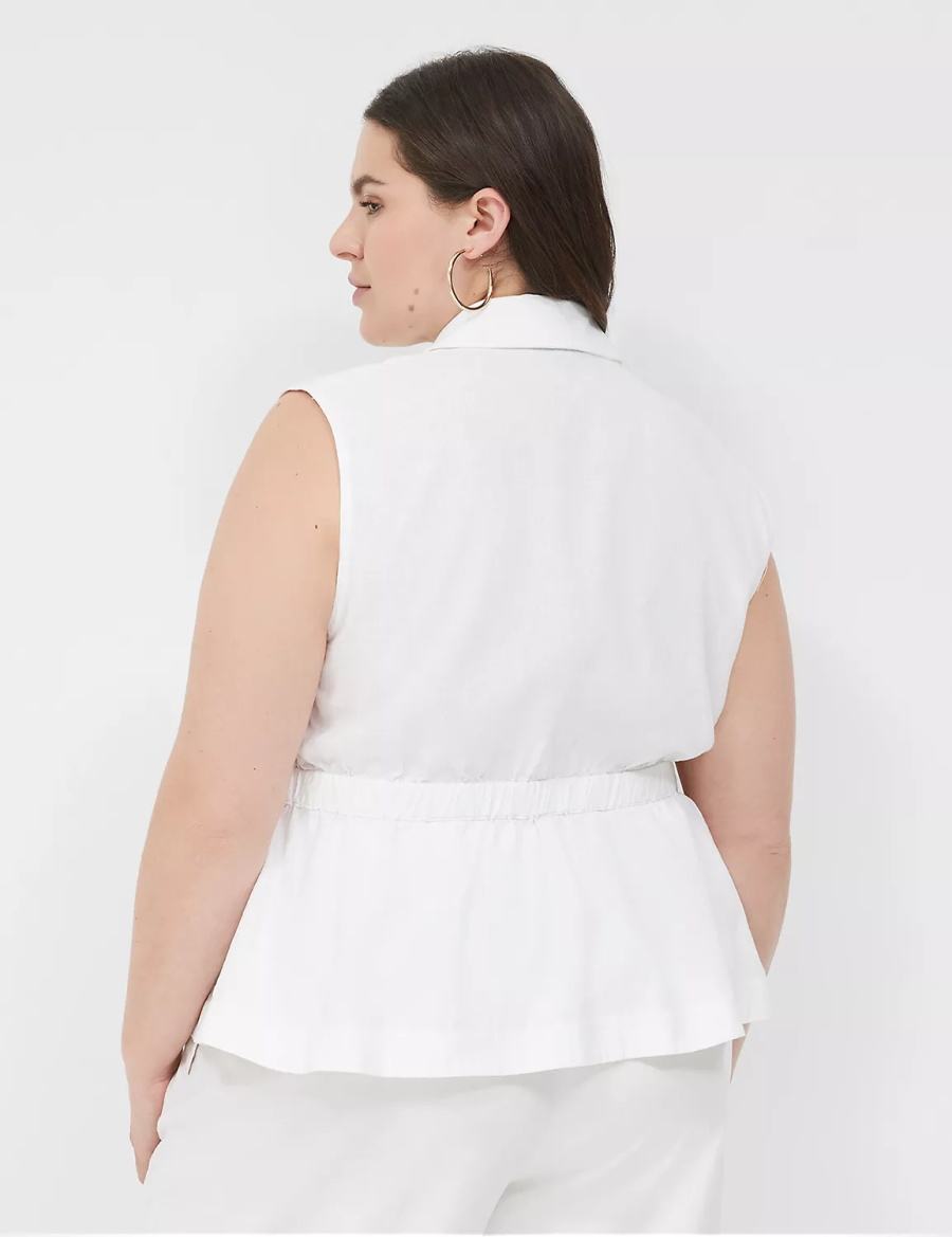 Dámské Vesta Lane Bryant Linen Peplum Bílé | CQY1195VX