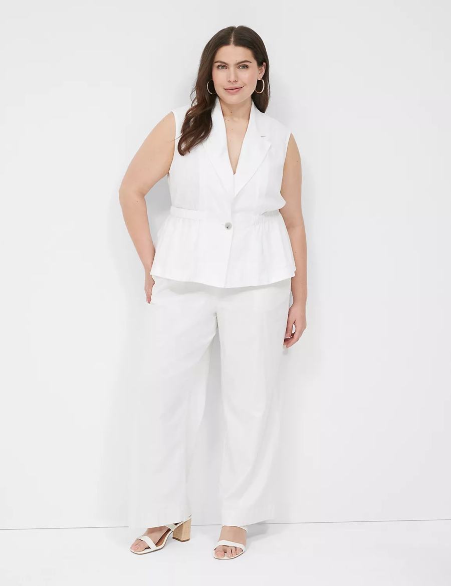 Dámské Vesta Lane Bryant Linen Peplum Bílé | CQY1195VX