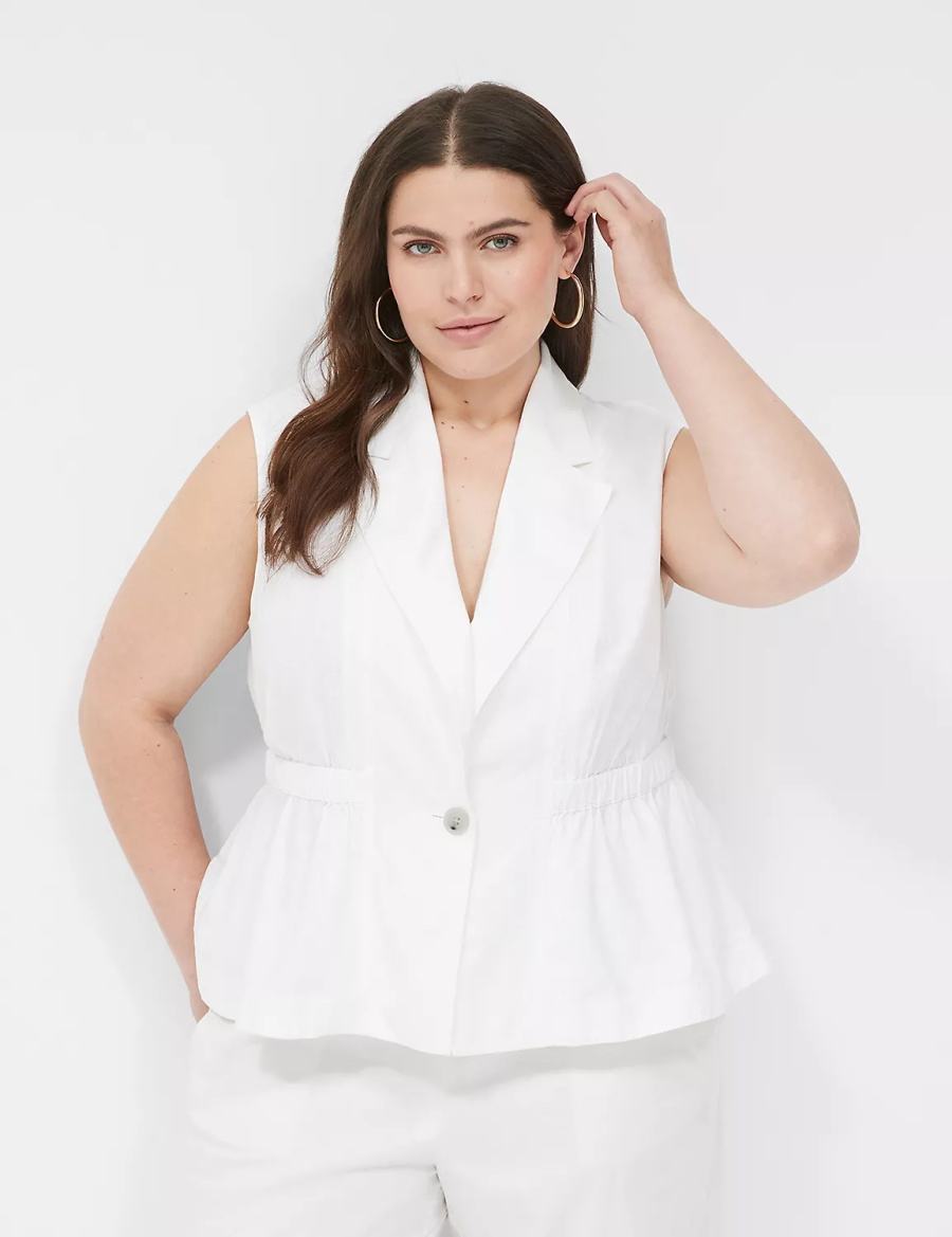 Dámské Vesta Lane Bryant Linen Peplum Bílé | CQY1195VX