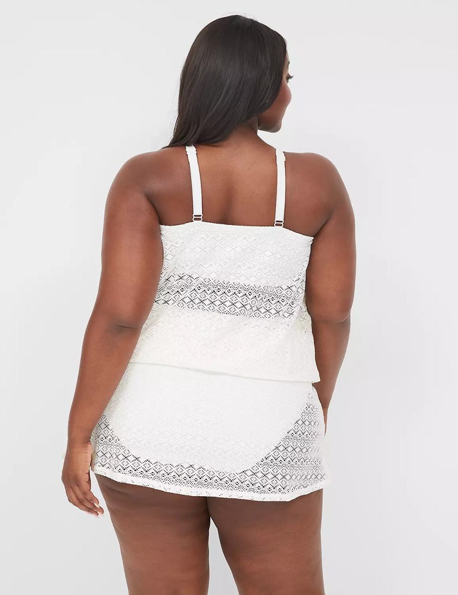 Dámské Vrchní díl Plavek Lane Bryant Crochet No-Wire Blouson Tankini Bílé | GDM7638QX