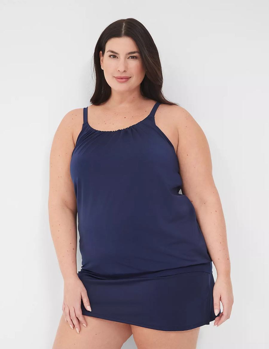 Dámské Vrchní díl Plavek Lane Bryant No-Wire Blouson Tankini Blankyt | NRV7021TA