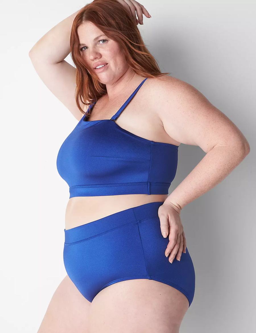 Dámské Vrchní díl Plavek Lane Bryant No-Wire Asymmetric Swim Blankyt | REZ7752QI