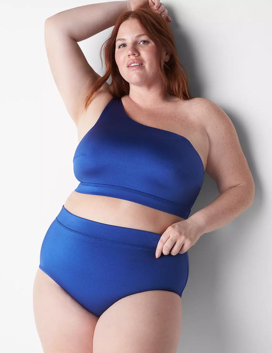 Dámské Vrchní díl Plavek Lane Bryant No-Wire Asymmetric Swim Blankyt | REZ7752QI