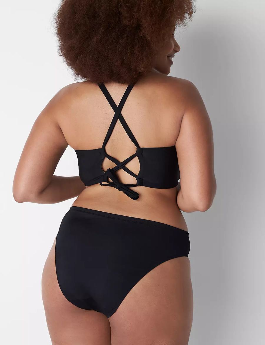 Dámské Vrchní díl Plavek Lane Bryant No-Wire Scoop-Neck Swim Černé | MBZ4398SX