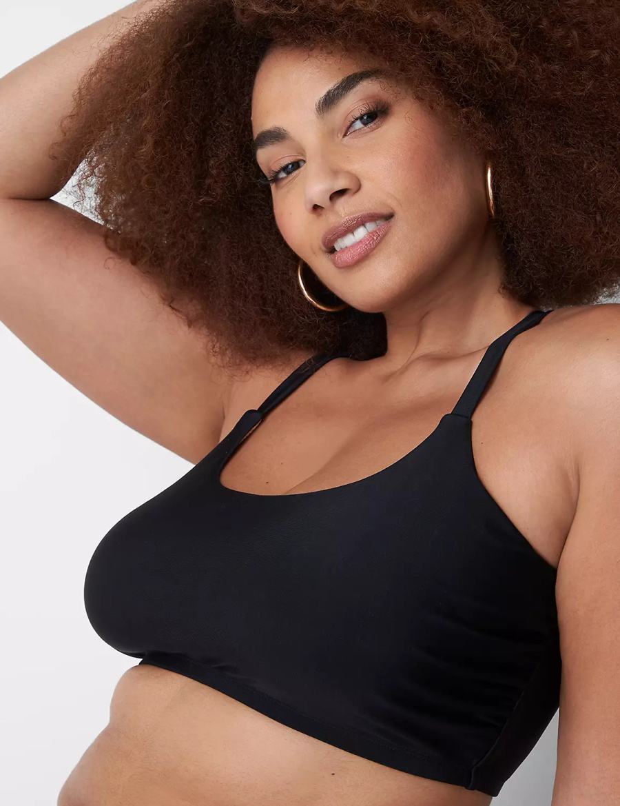 Dámské Vrchní díl Plavek Lane Bryant No-Wire Scoop-Neck Swim Černé | MBZ4398SX