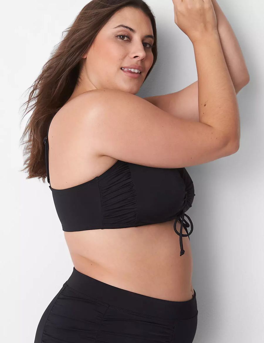 Dámské Vrchní díl Plavek Lane Bryant No-Wire Ruched Swim Černé | QBI8130AR