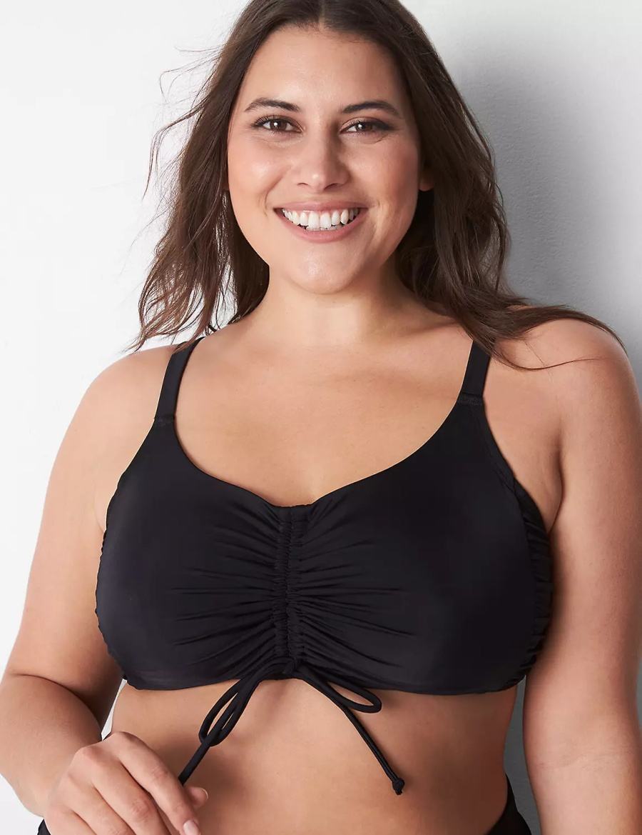 Dámské Vrchní díl Plavek Lane Bryant No-Wire Ruched Swim Černé | QBI8130AR