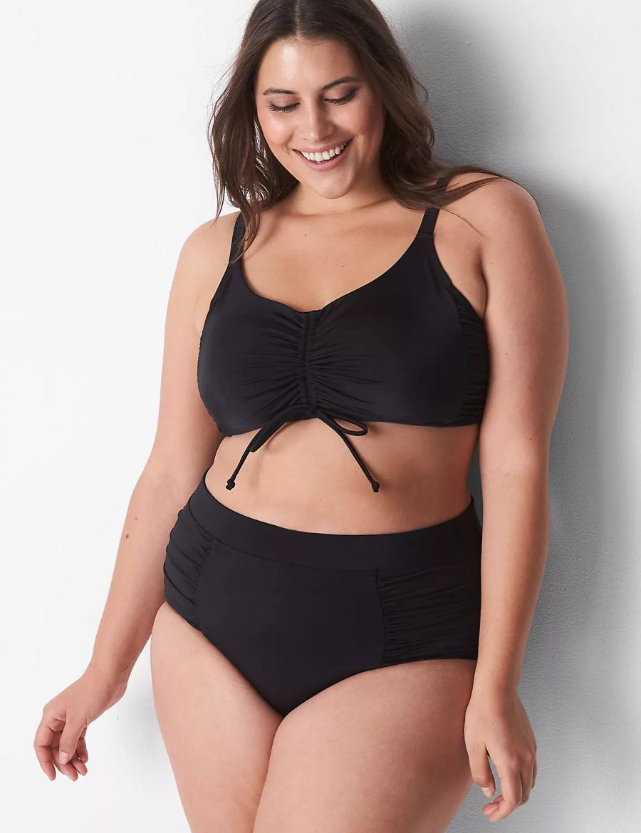 Dámské Vrchní díl Plavek Lane Bryant No-Wire Ruched Swim Černé | QBI8130AR