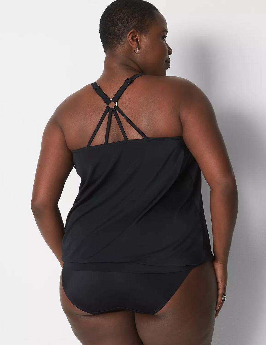 Dámské Vrchní díl Plavek Lane Bryant No-Wire Blouson Swim Tankini Černé | AVX3434PJ