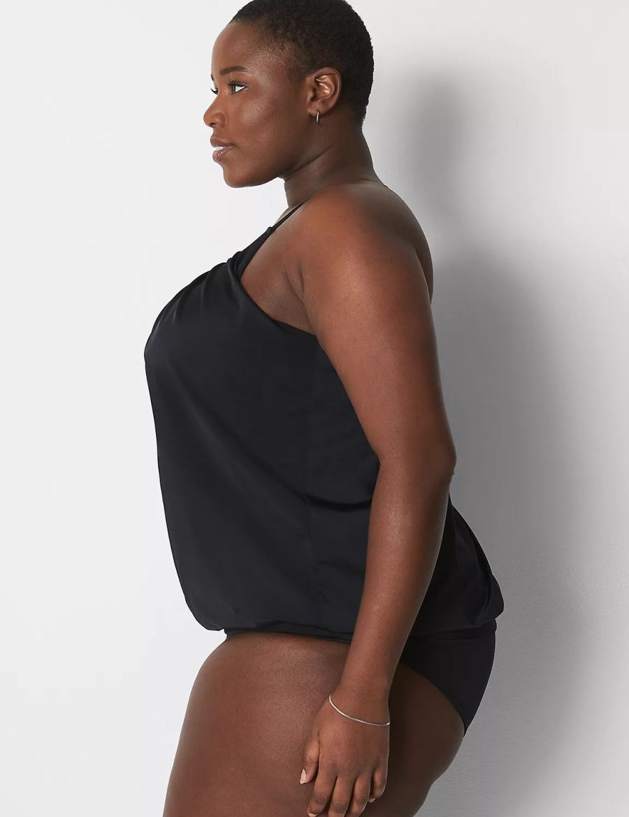 Dámské Vrchní díl Plavek Lane Bryant No-Wire Blouson Swim Tankini Černé | AVX3434PJ