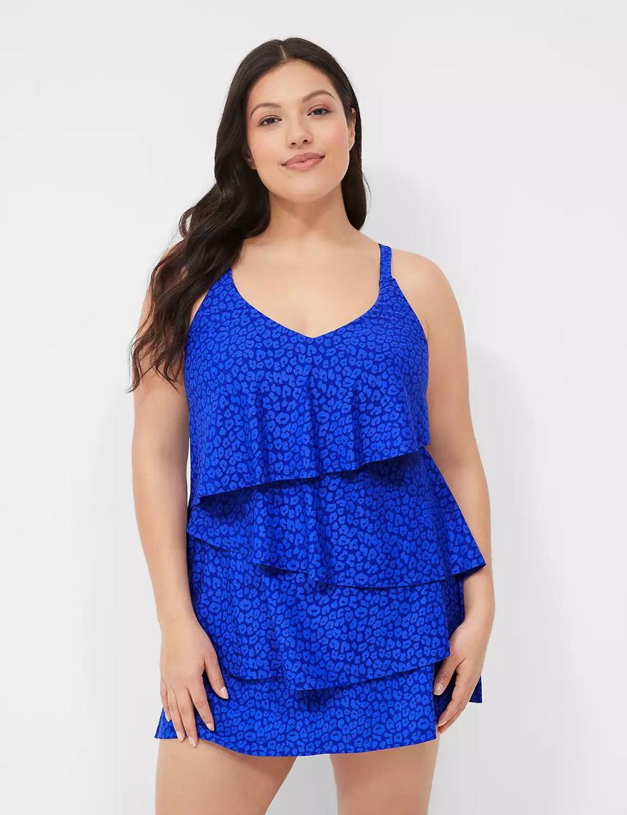 Dámské Vrchní díl Plavek Lane Bryant No-Wire Three-Tier Tankini Blankyt | IDS3793VO