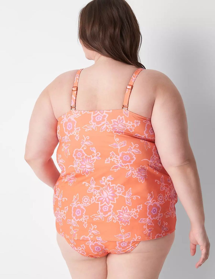 Dámské Vrchní díl Plavek Lane Bryant Underwire V-Wire Swim Tankini Růžové | RFF8471RW