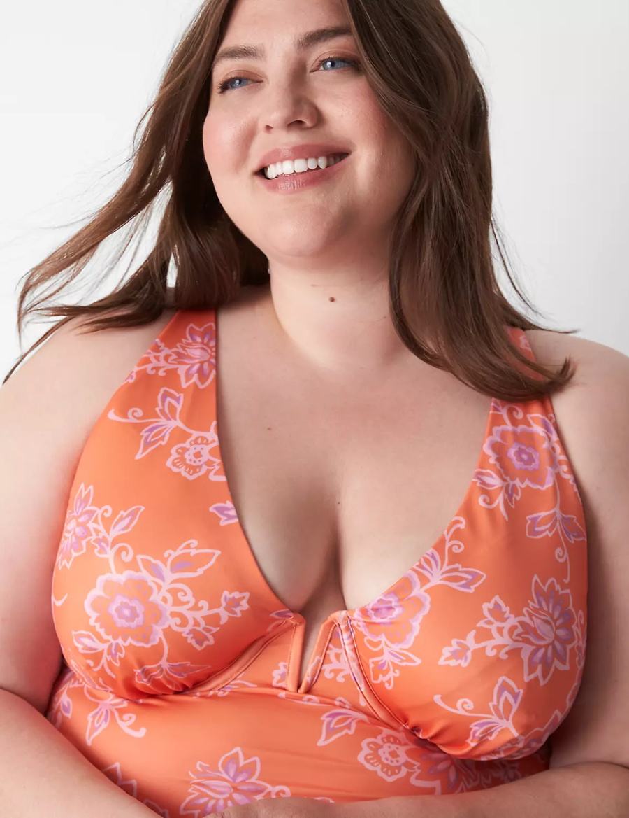 Dámské Vrchní díl Plavek Lane Bryant Underwire V-Wire Swim Tankini Růžové | RFF8471RW