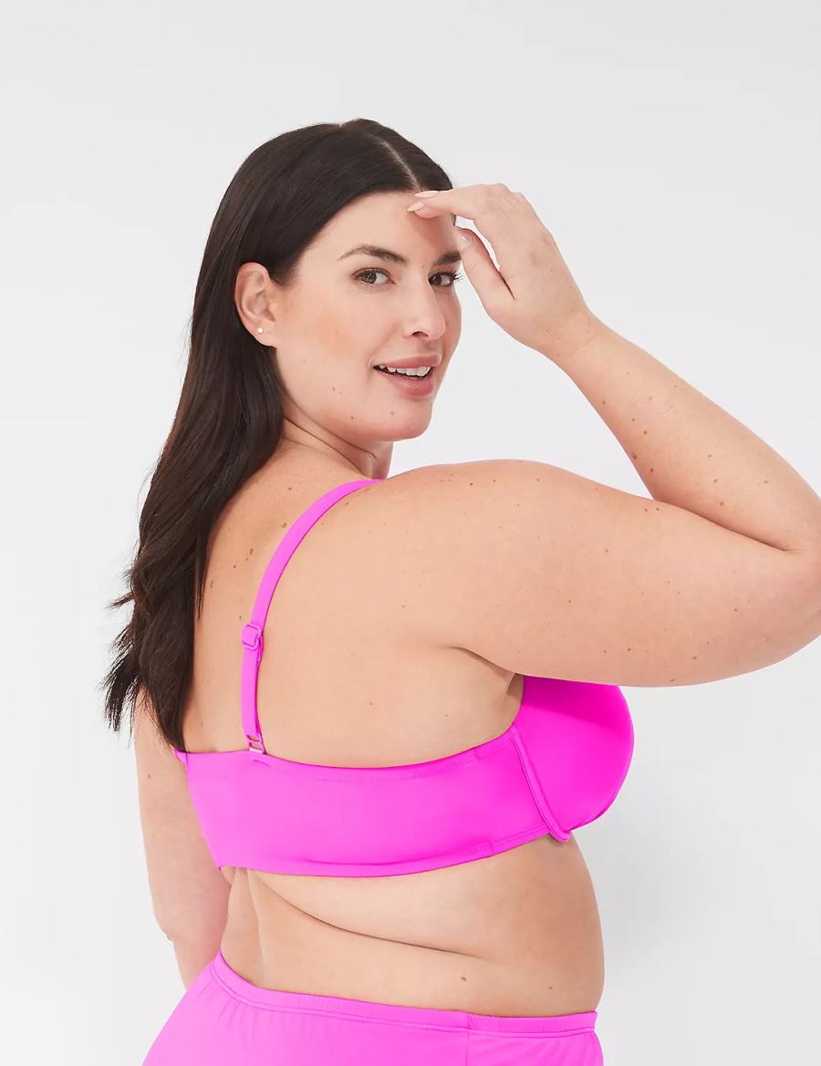 Dámské Vrchní díl Plavek Lane Bryant Underwire Plunge Růžové | MUI247TM