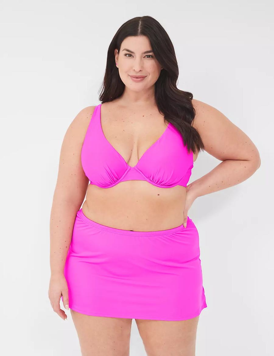 Dámské Vrchní díl Plavek Lane Bryant Underwire Plunge Růžové | MUI247TM