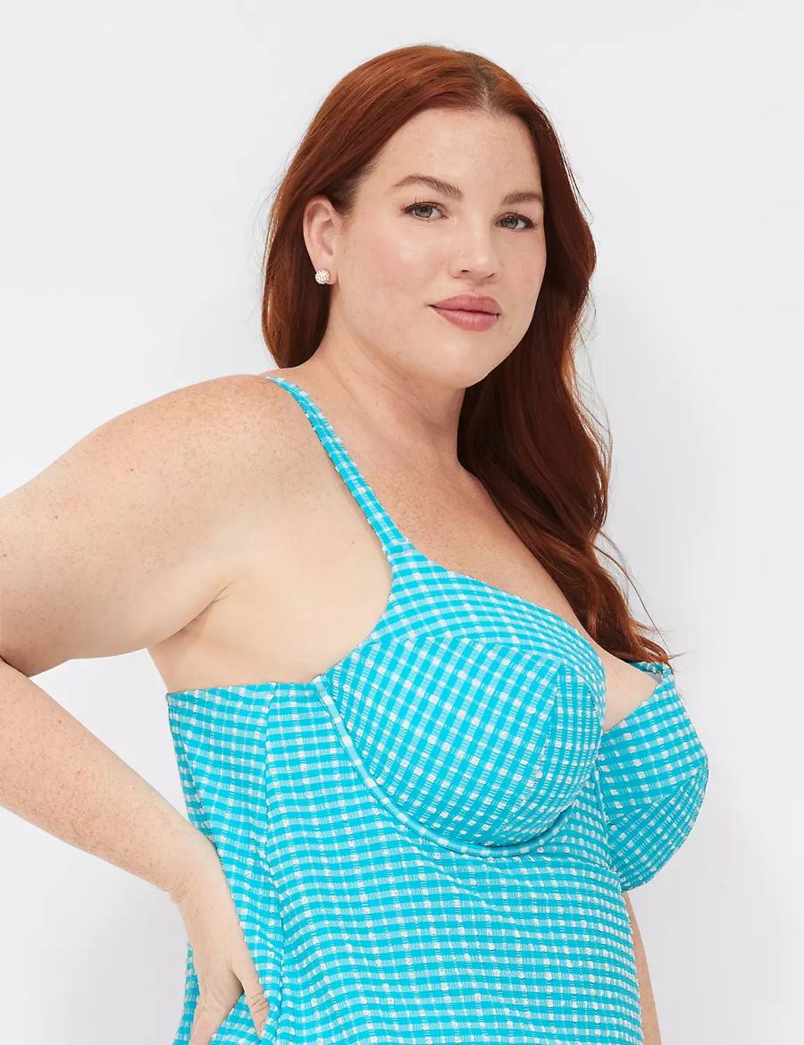 Dámské Vrchní díl Plavek Lane Bryant Underwire Balconette Tankini Blankyt Bílé | SHC2723YE