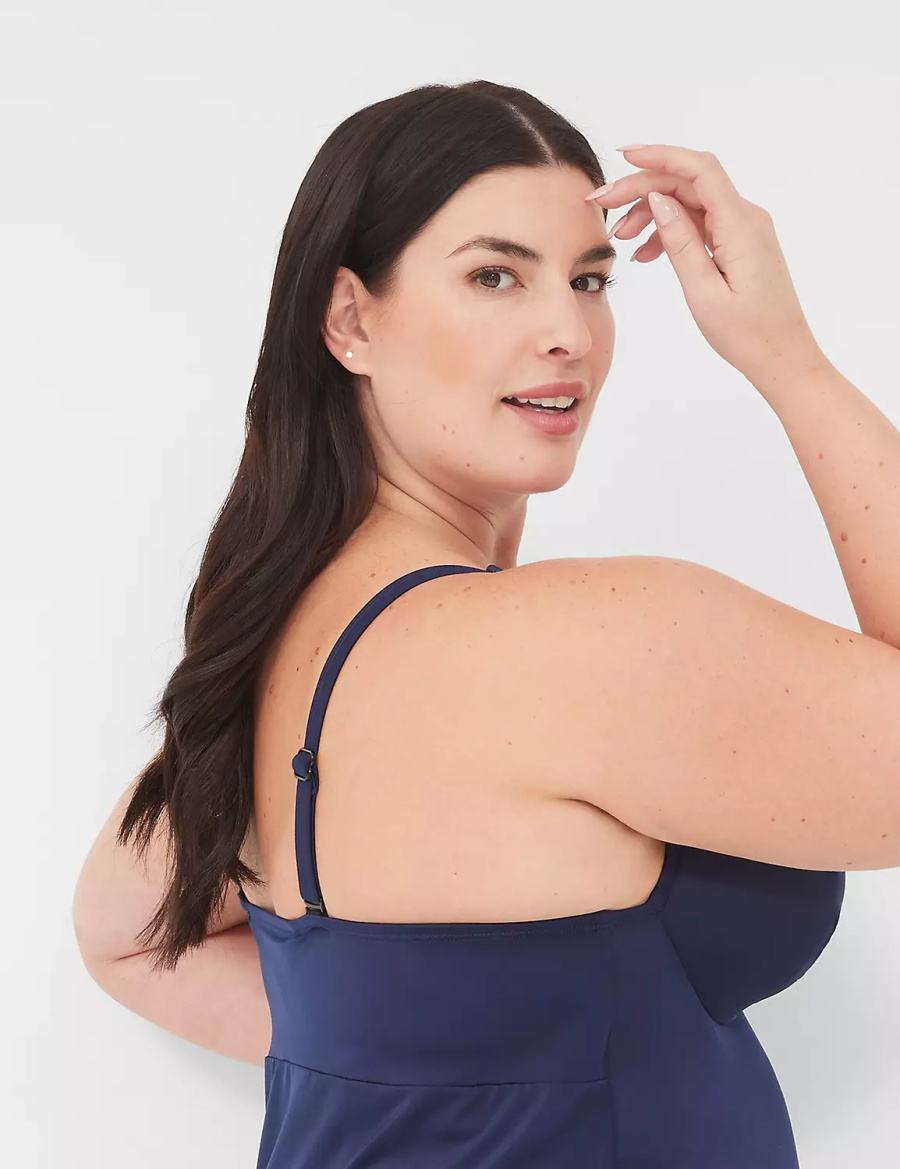 Dámské Vrchní díl Plavek Lane Bryant Underwire Knot-Front Tankini Blankyt | RMF2942BP