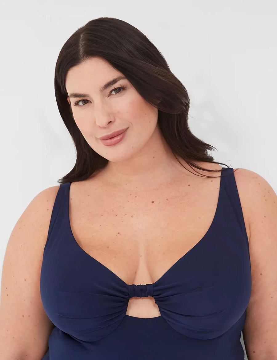 Dámské Vrchní díl Plavek Lane Bryant Underwire Knot-Front Tankini Blankyt | RMF2942BP