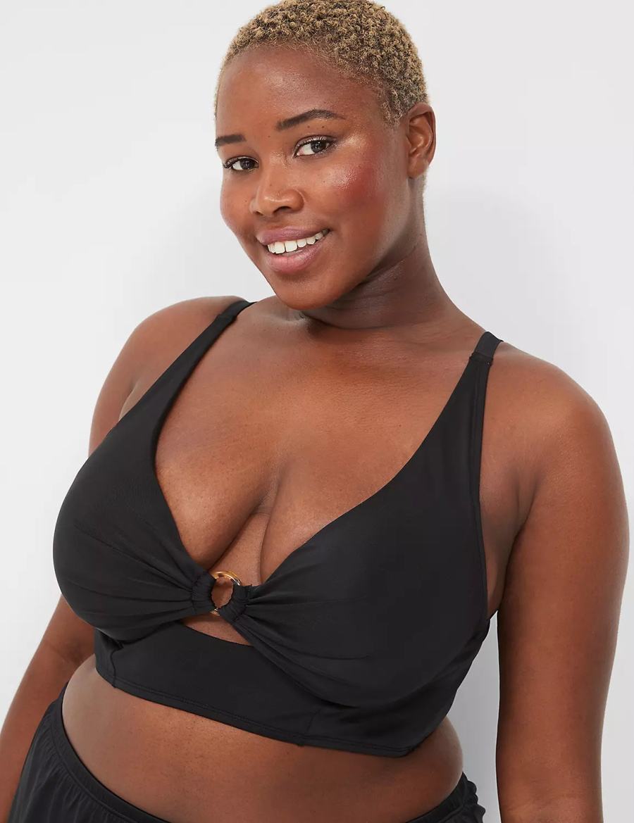 Dámské Vrchní díl Plavek Lane Bryant Underwire Longline O-Ring Černé | HEG564OU