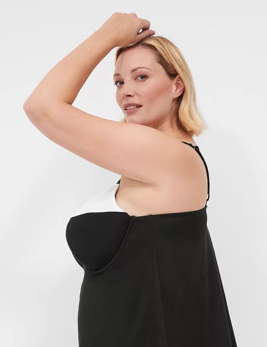 Dámské Vrchní díl Plavek Lane Bryant Underwire Balconette Tankini Černé | TZI5691NB