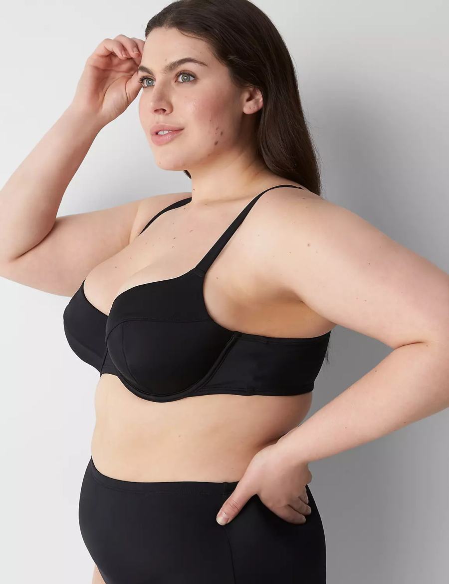 Dámské Vrchní díl Plavek Lane Bryant Underwire Balconette Swim Černé | KMI2372AP