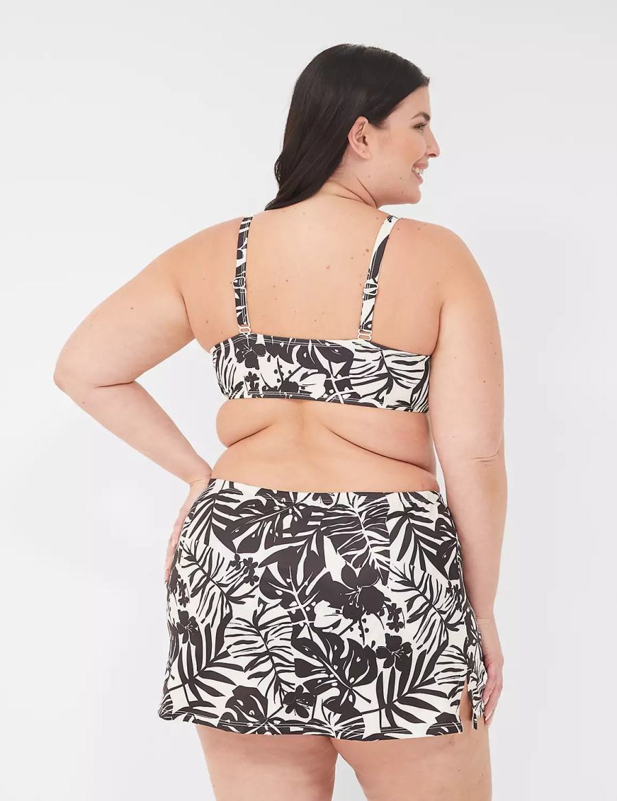 Dámské Vrchní díl Plavek Lane Bryant Underwire Plunge Bílé Černé | PEO968ZI