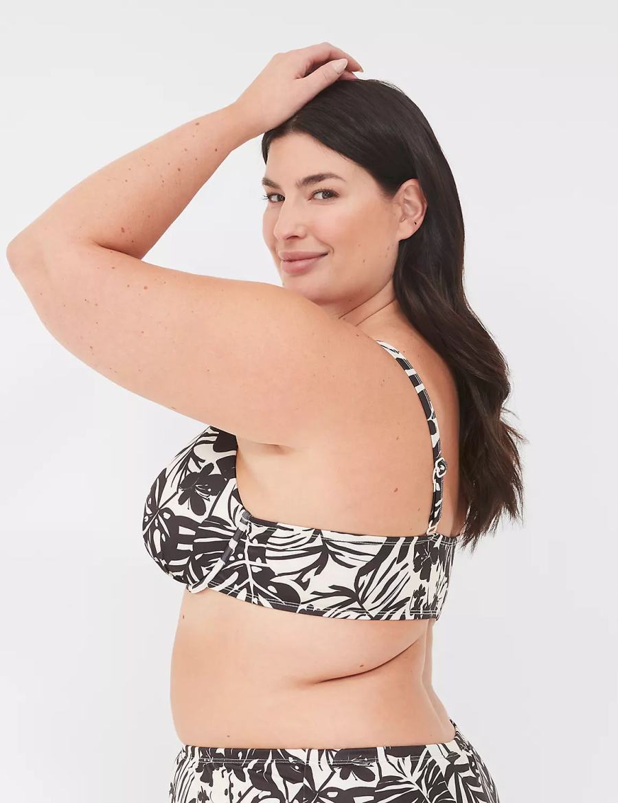 Dámské Vrchní díl Plavek Lane Bryant Underwire Plunge Bílé Černé | PEO968ZI