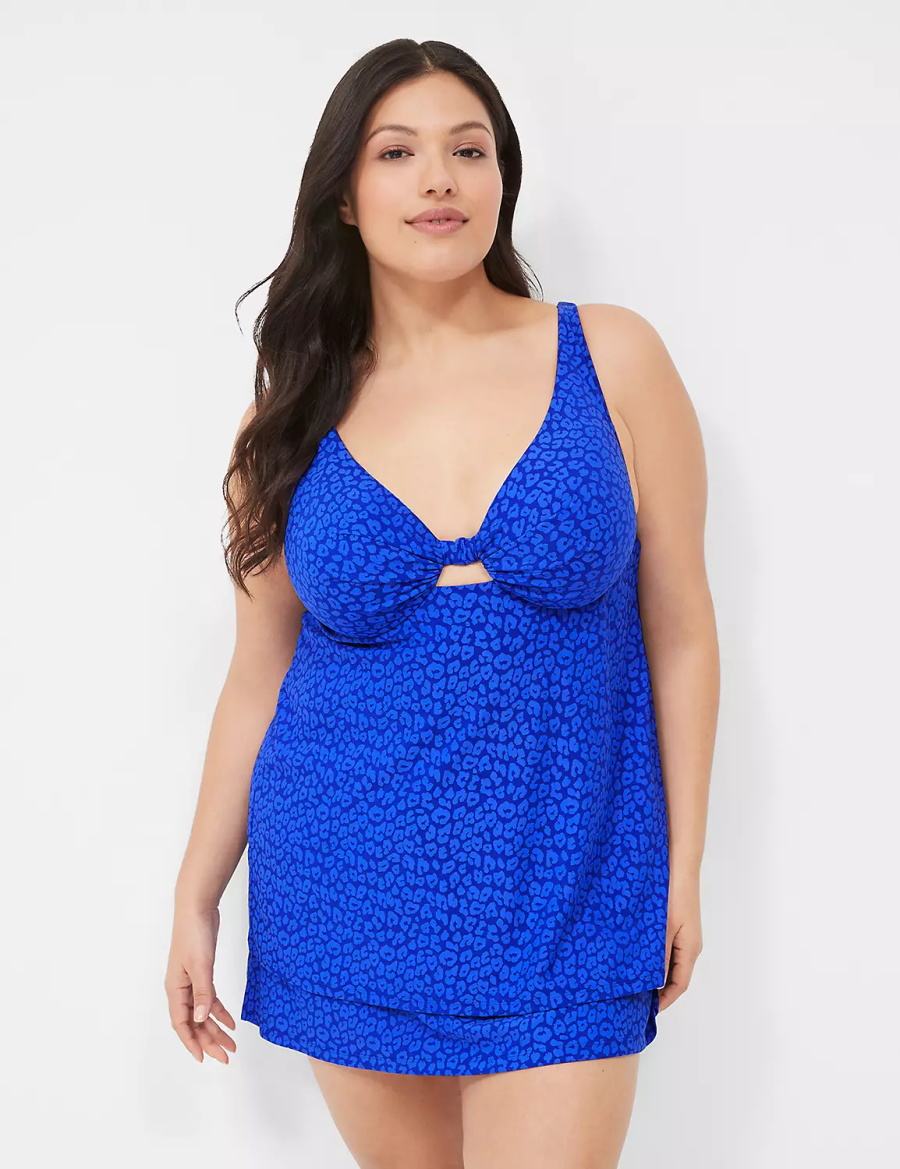 Dámské Vrchní díl Plavek Lane Bryant Underwire Knot-Front Tankini Tmavě Blankyt | MIX1976WH