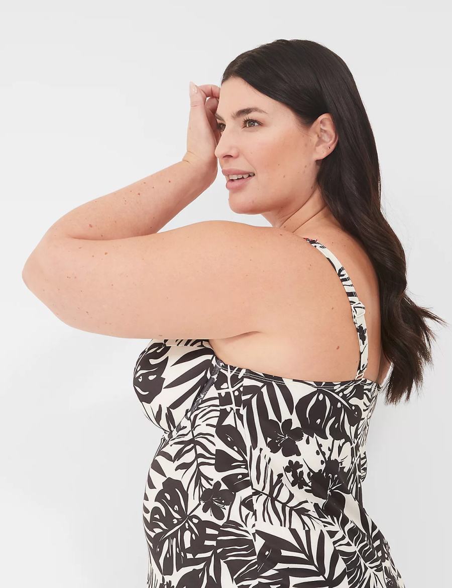 Dámské Vrchní díl Plavek Lane Bryant Underwire Balconette Tankini Bílé Černé | EBX9242CO